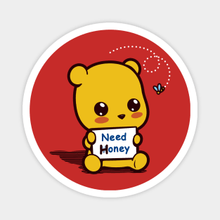 Cute Kawaii Funny Bear Cartoon Asking For Honey Cute Meme Magnet